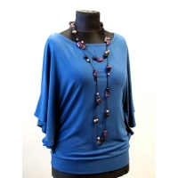 Bluzeczka Diana z pięknymi falbaniastymi rękawami - niebieski indygo